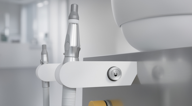 Cannule di aspirazione odontoiatrica alloggiate su supporti integrati del sistema Aspirol