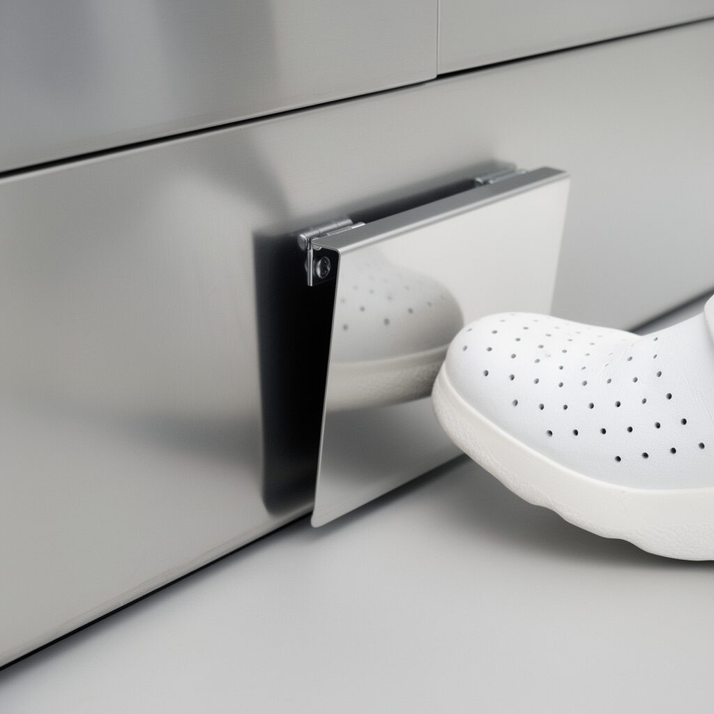 Stainless steel foot pedal control for Sterila surgical sink with hands-free activation