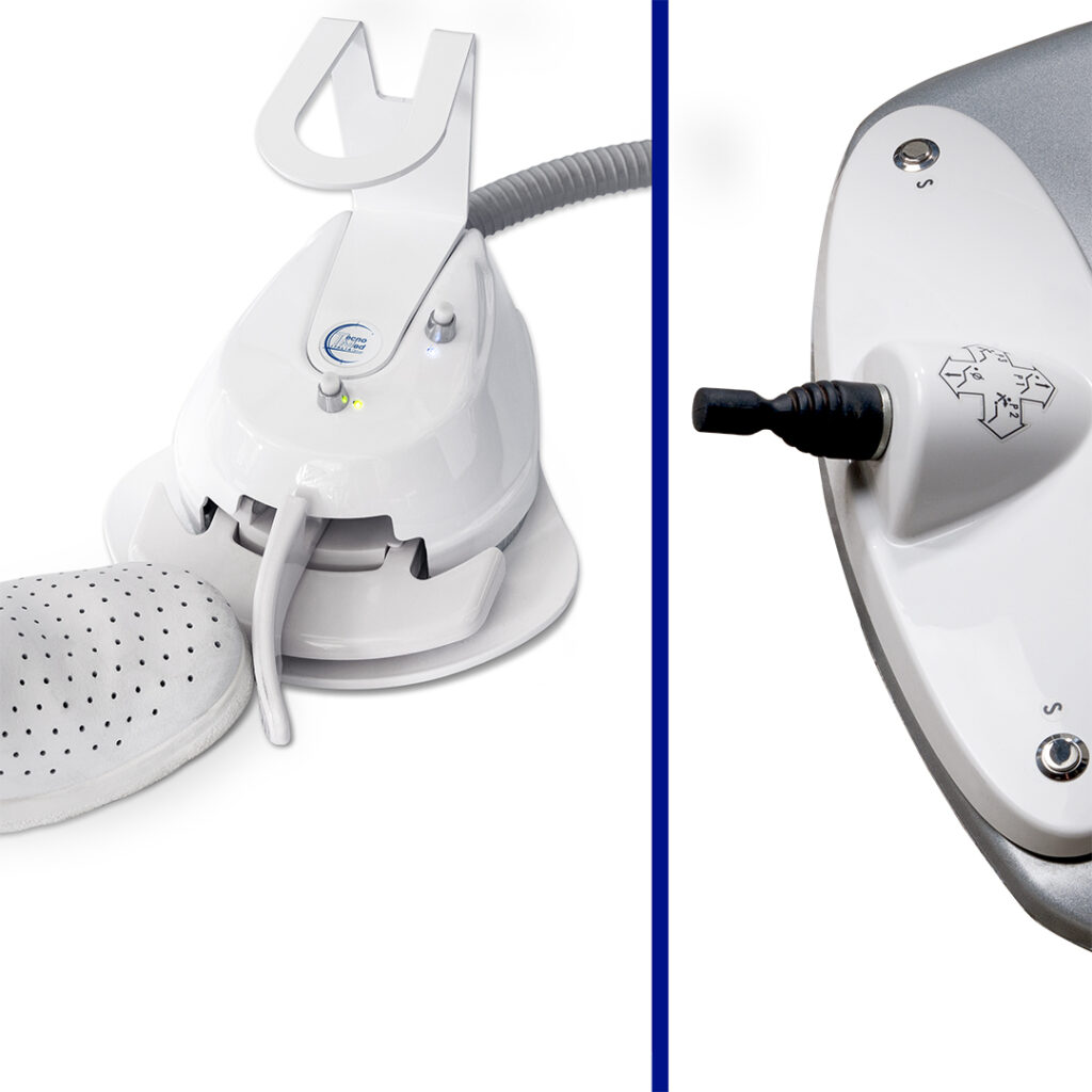 Foot pedal control of Over dental unit for chair and instrument functions