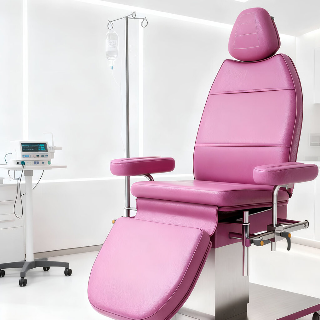 Asta portaflebo installata sulla poltrona MORPHEUS, con morsetto scorrevole o innesto fisso, posizionabile a destra o sinistra.