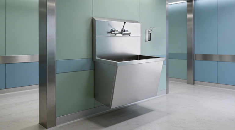 AISI 304 stainless steel operating room surgical sink with clinical lever mixer