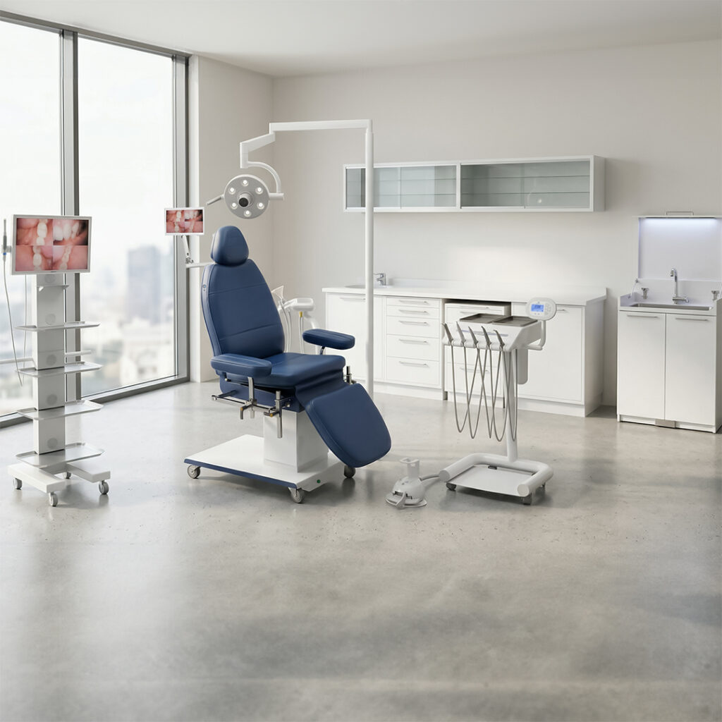 sala chirurgica odontoiatrica acciaio bianco
